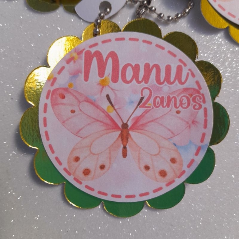 Tag Personalizada BORBOLETA ROSA/Lembrancinhas 6x6cm/ Apliques/Aniversário/ Brindes