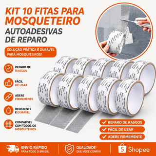 10x Fitas Adesiva Para Reparo de Telas Mosqueteiras – BOM1349