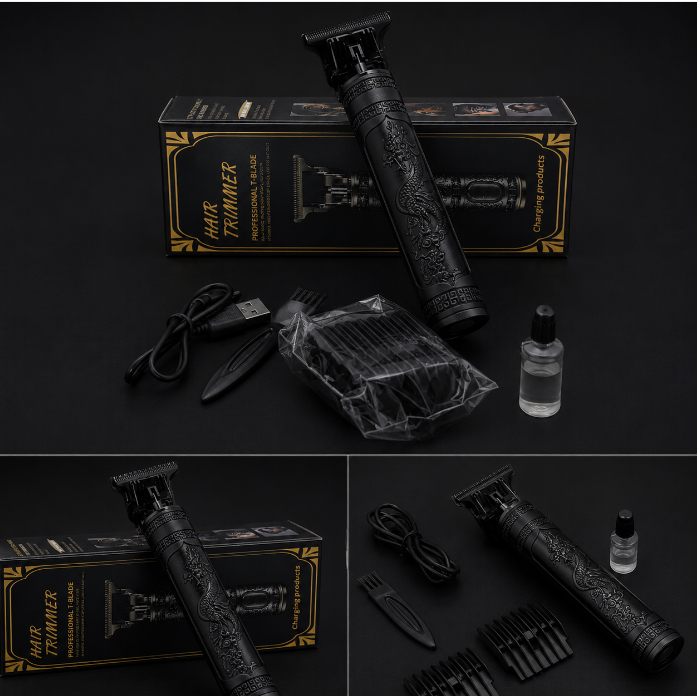 Maquina De Acabamento E Cortar Cabelo Sem Fio Daling Dl-1073a Dragão Dourado preto ou Buda 110/220v