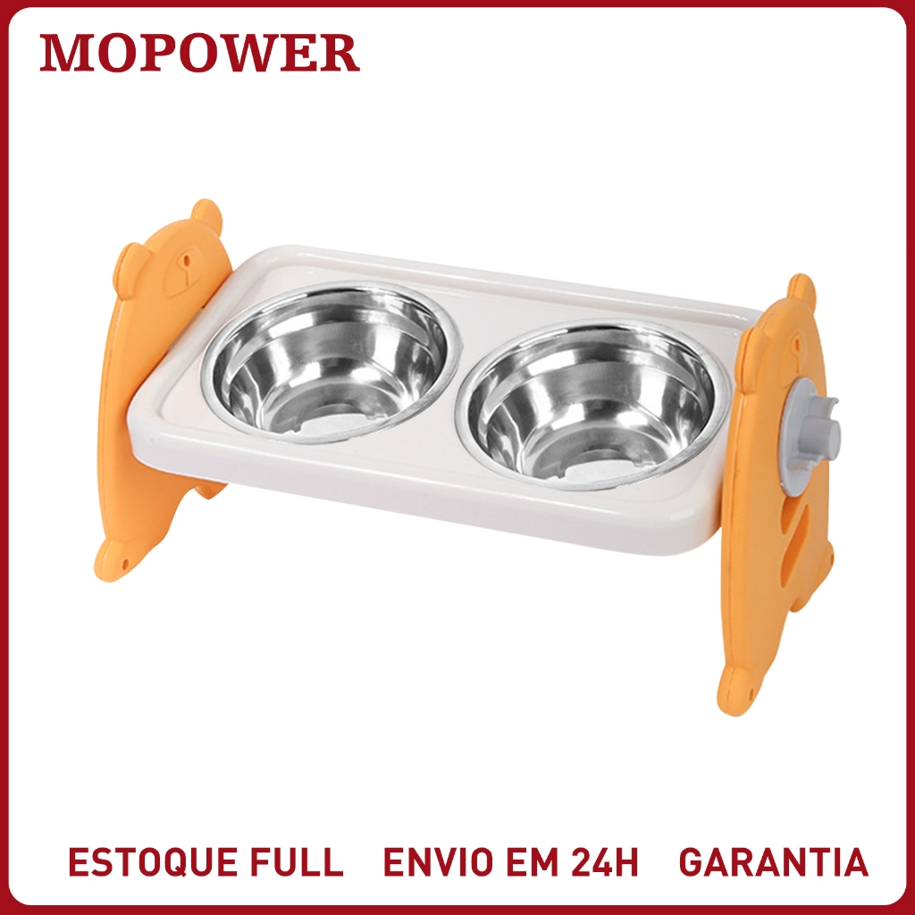 Comedouro Bebedouro Duplo Inox Elevado Ortopédico Para Gatos Cachorro