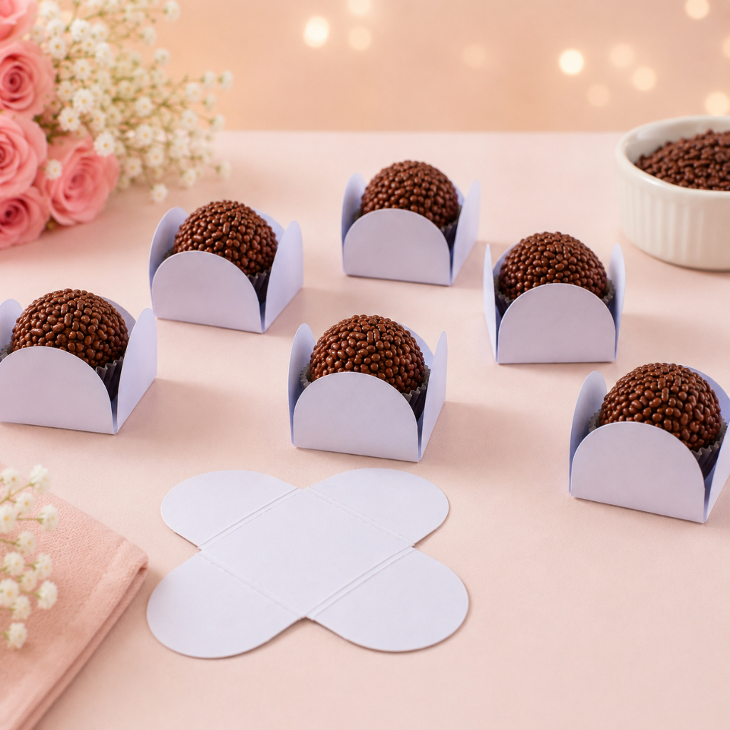 Forminha Brigadeiro Gourmet branca/forminha personalizada/Qualquer Tema Pronta Entrega/aniversario/festaKit Festa Luxo