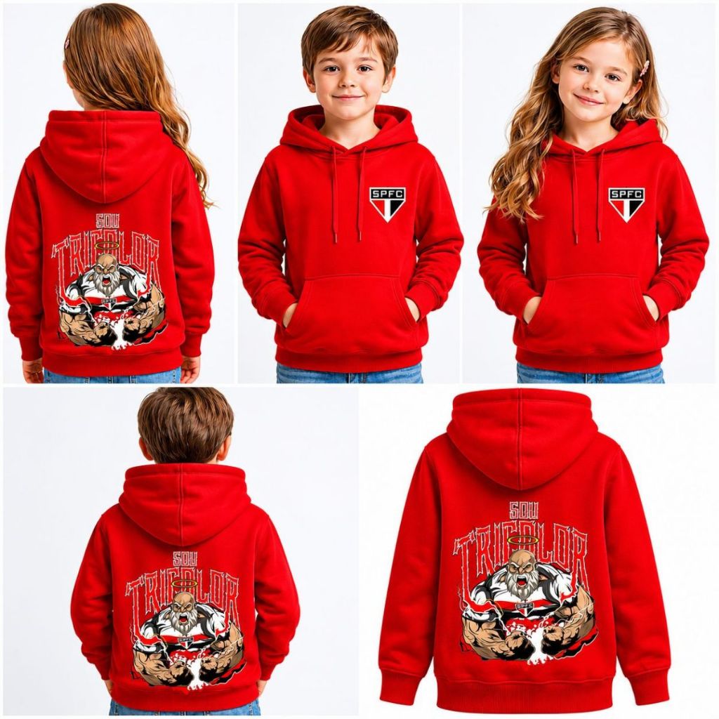 Moletom Do São Paulo Agasalho Tricolor Paulista Premium Infantil Unissex Blusa de Frio Agasalho