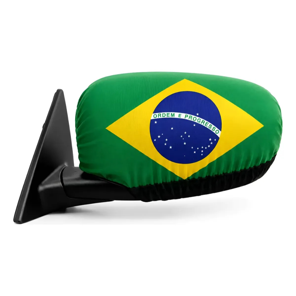 Kit Capa Retrovisor Bandeira Do Brasil Par Universal Carro Copa do Mundo Torcida