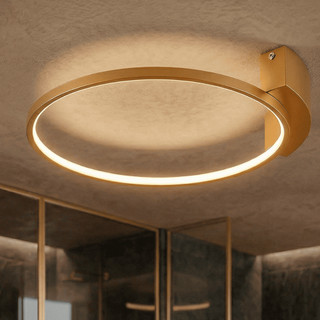 Plafon LED Vireon Dourado Redondo 40cm 24W Sobrepor 4000K Luz Neutra Bivolt Sala Quarto