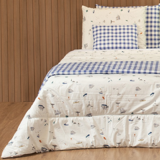Edredom (Capa Duvet + Refil) Solteiro Infantil Dupla Face 100% Algodão Percal 200 Fios Moderninhos