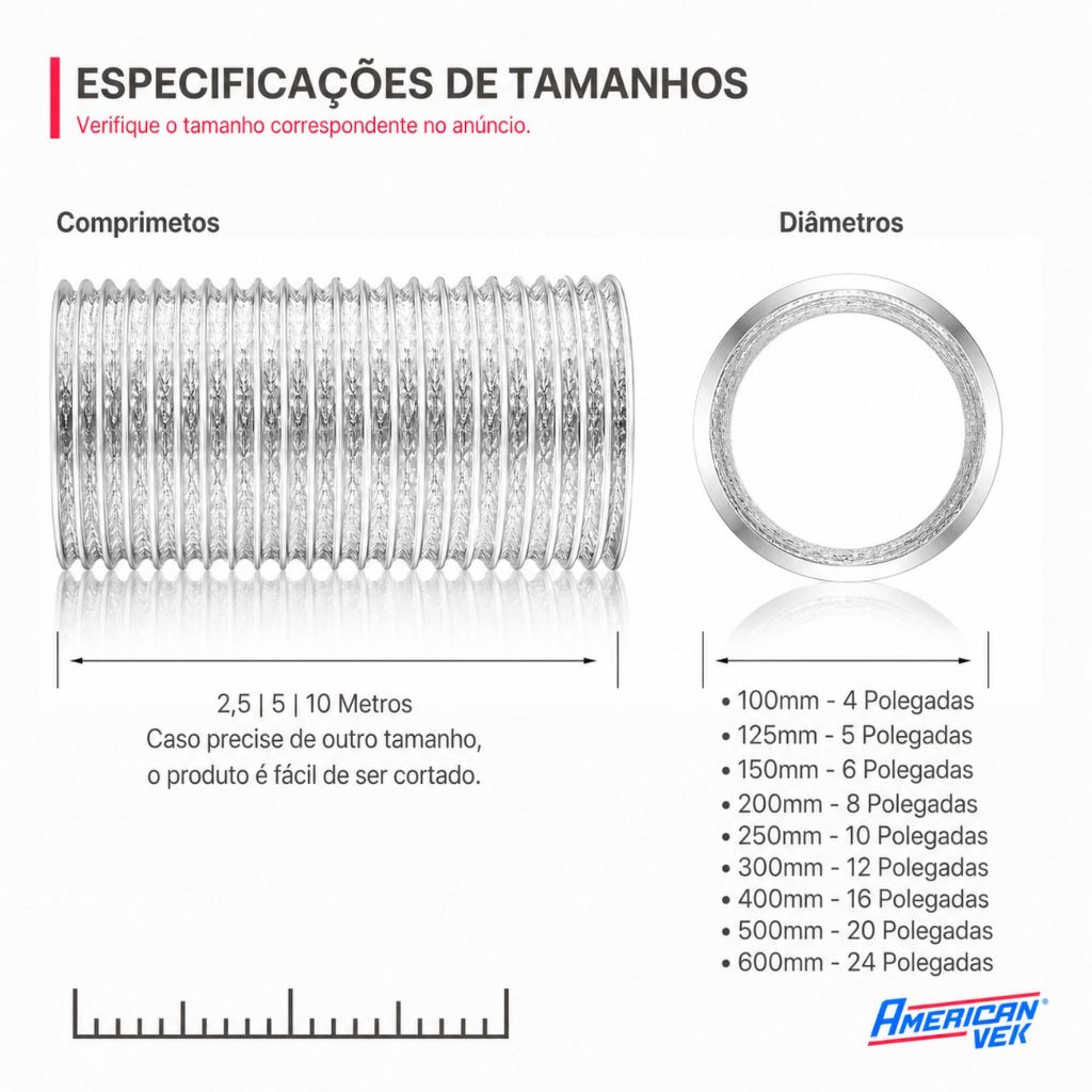 Detalhes do Duto Flexível 125mm 2,5 Metros Alumínio 05 Pol + Fita Aluminizada Exaustor Coifa Estufa Cultivo Grow