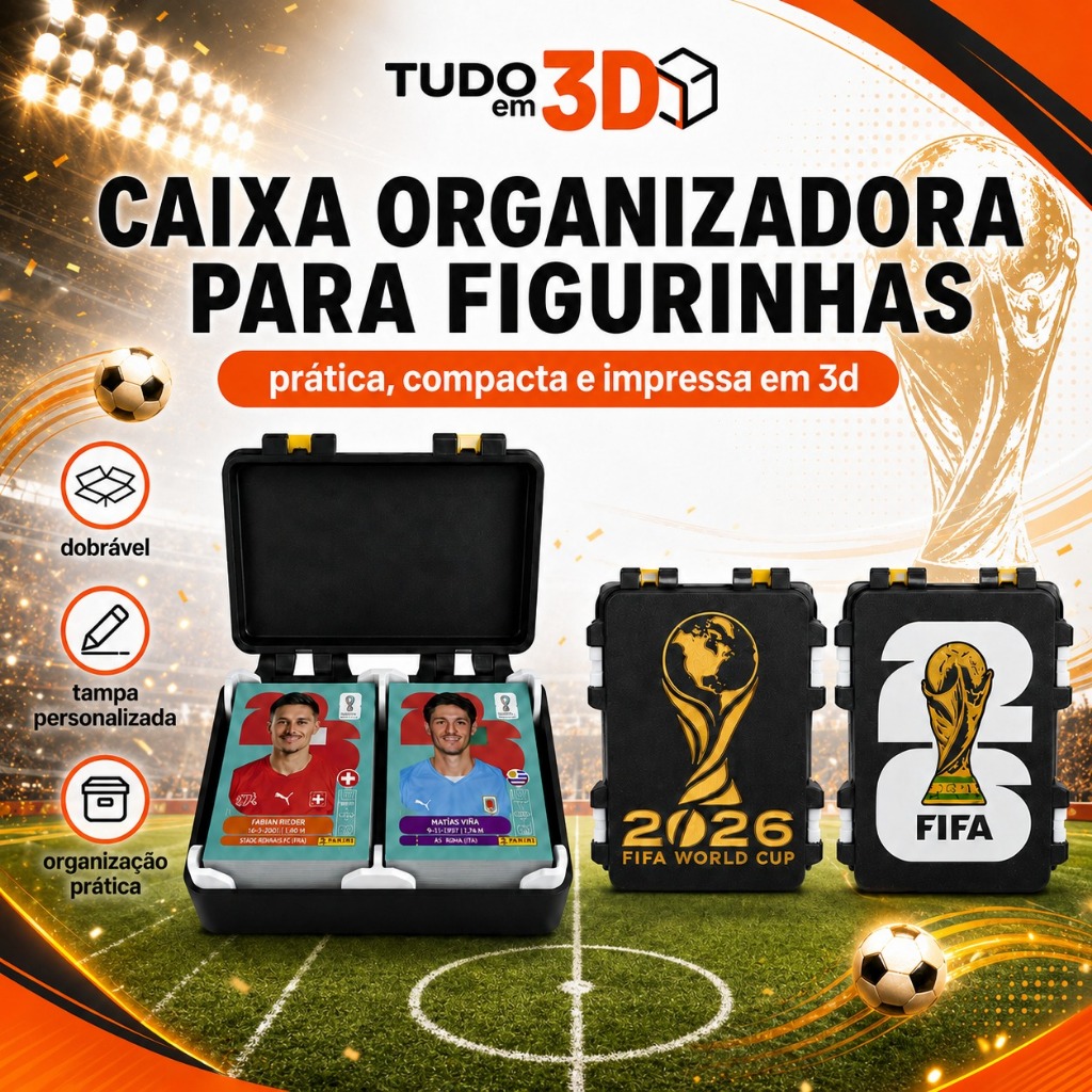 2 Divisórias Porta Figurinhas p/ Álbum Copa do Mundo 2026 - Caixa de Figurinha  - Estojo Organizador de Figurinha