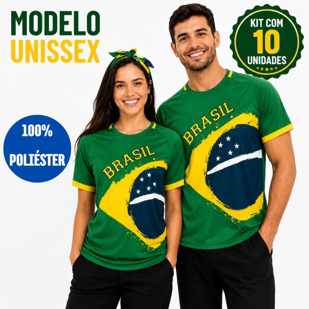 Kit 10 Camisas Do Brasil Unissex Femino Masculino Blusa Camiseta Do Brasil Para Revenda Atacado