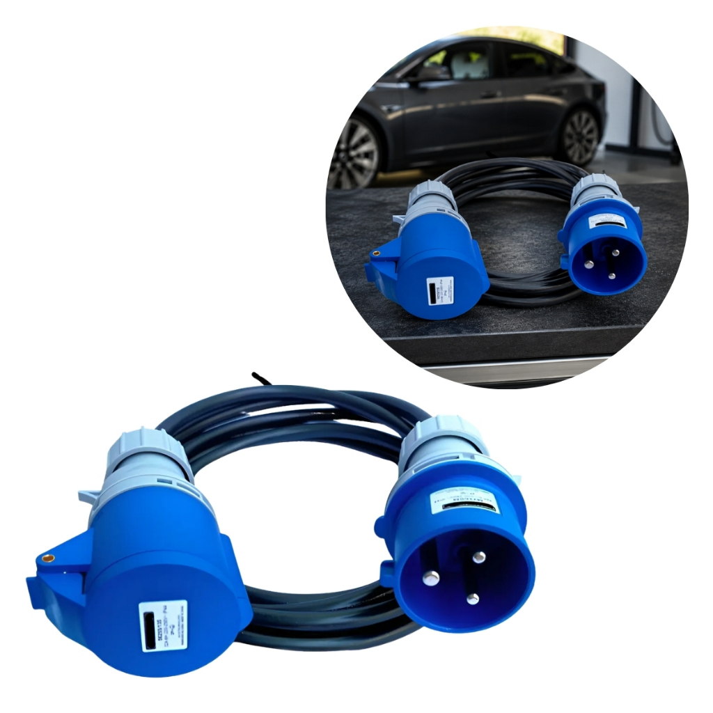 Extensão Industrial 32A 5 Metros Cabo 3x6mm Para Carro Elétrico Wallbox 7kW