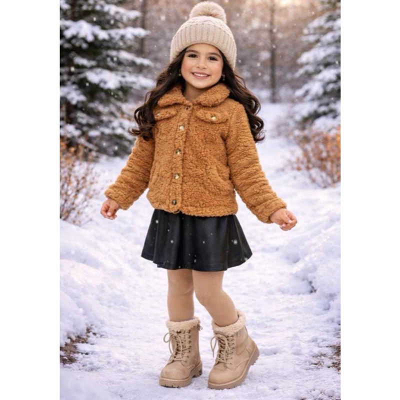 blusa infantil teddy com botões