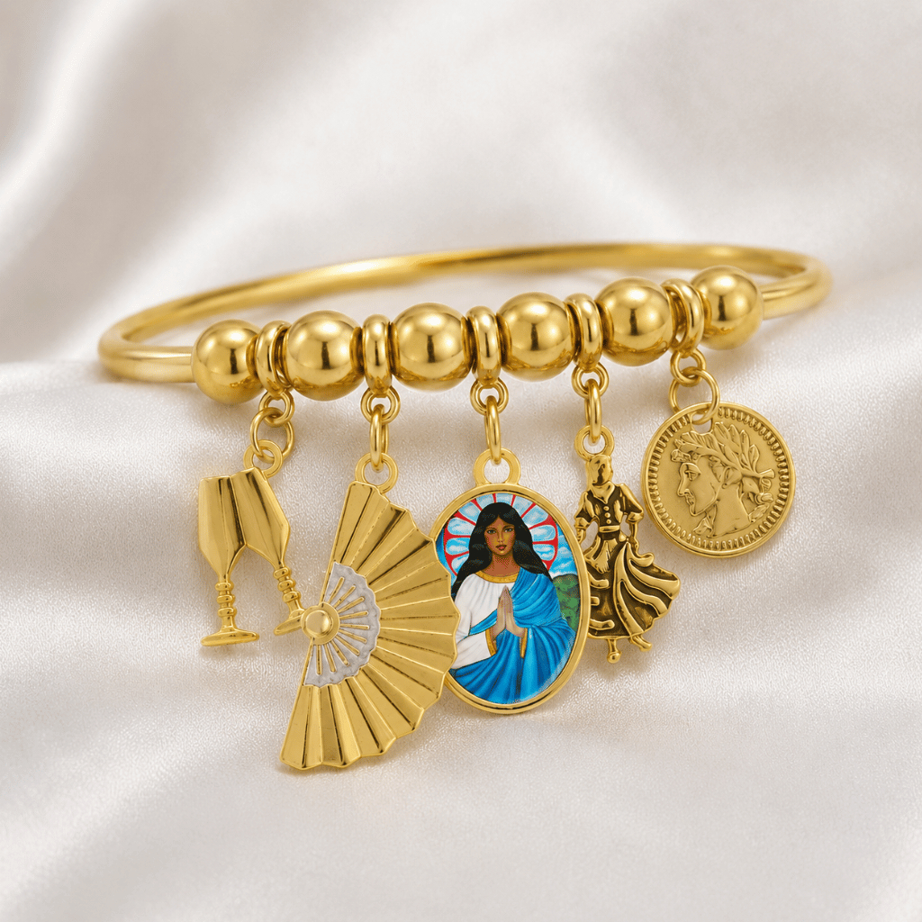 Pulseira Bracelete Cigana Santa Sara Kali Povo Cigano do Oriente Dourada
