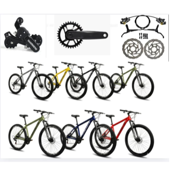 Bicicleta Nero 5 Aro 26 Aluminio Shimano 7v Suspensão Freio Disco Hidraulico Pedivela Coroa Unic MTB