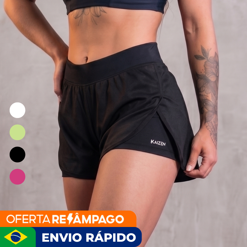 SHORTS 2 EM 1 FEMININO bermuda dry fit com bolso oculto com compresao para treinar na academia