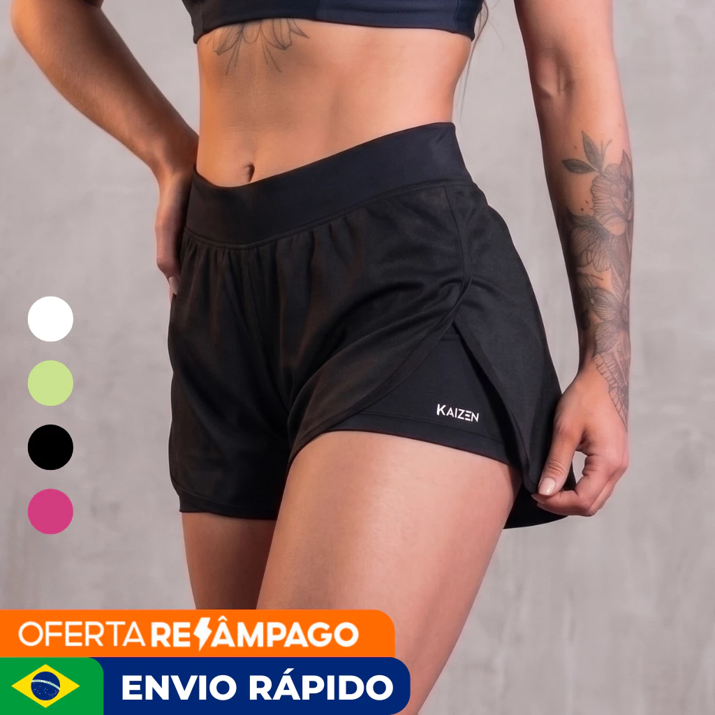 SHORTS 2 EM 1 FEMININO bermuda dry fit com bolso oculto com compresao para treinar na academia — imagem 1
