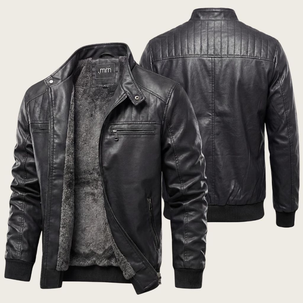 Jaqueta Masculina De Couro Masculino Resistente Com Ziper Casual