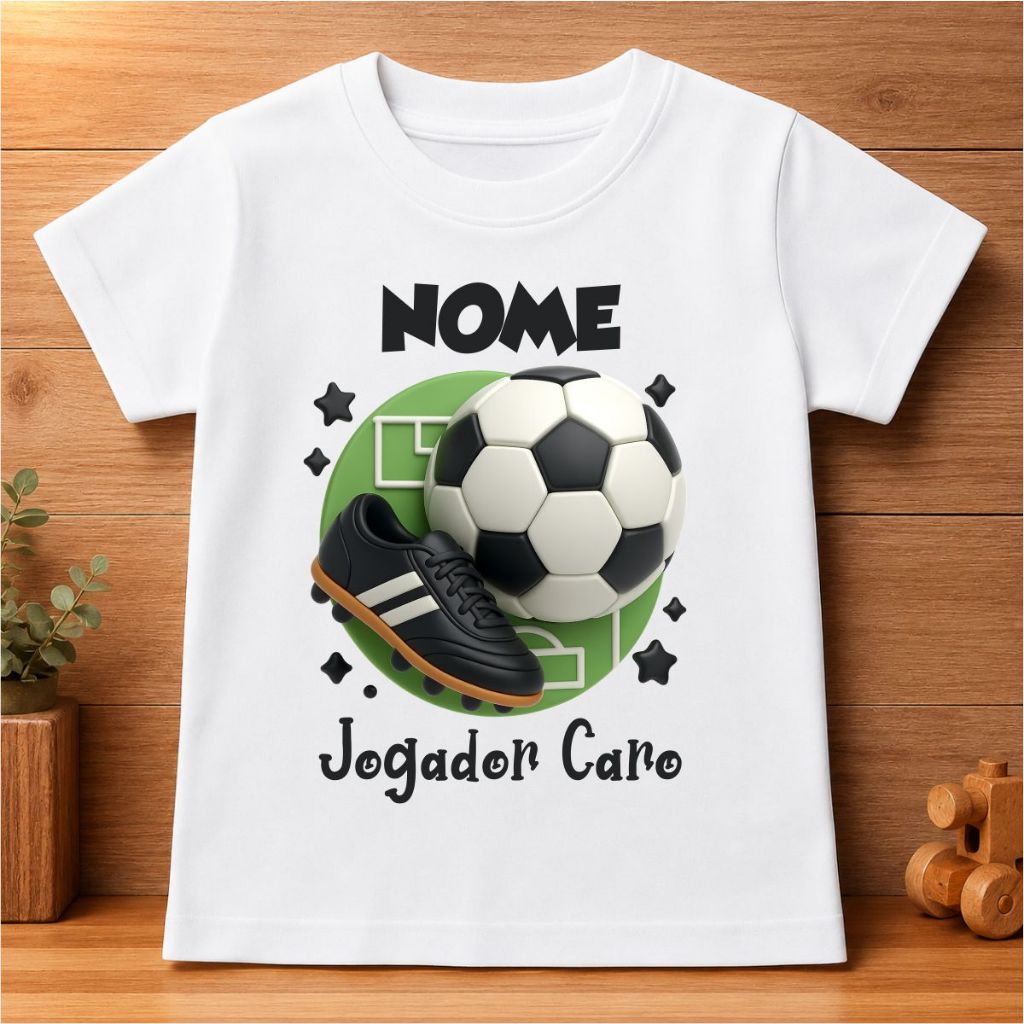 Camisa Personalizada Aniversário Infantil Futebol Jogador Caro com Nome - TN910