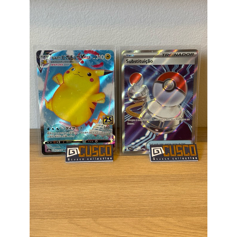 Pokémon tcg original coreana Pikachu VMax (portugues Substituição) carta coleção