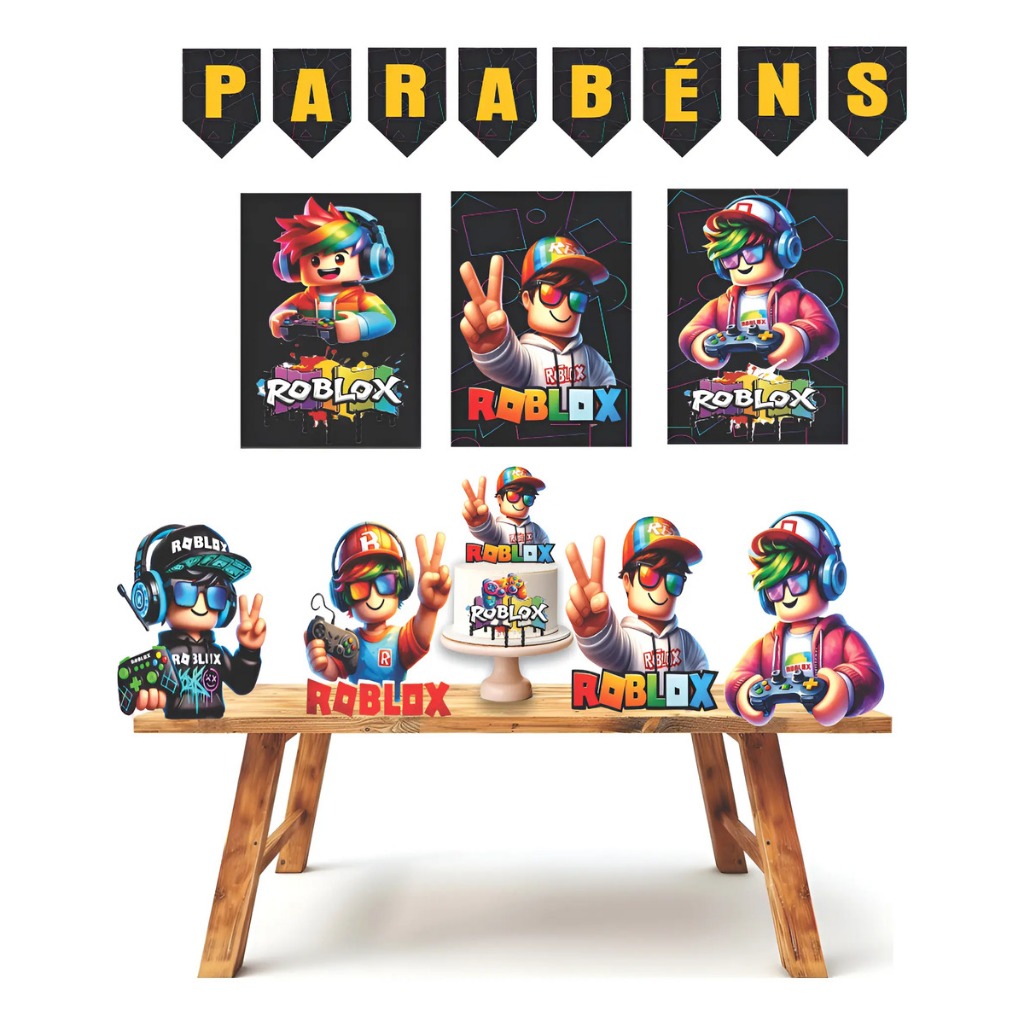 Kit festa em casa personalizado fazemos todos os temas Roblox 3