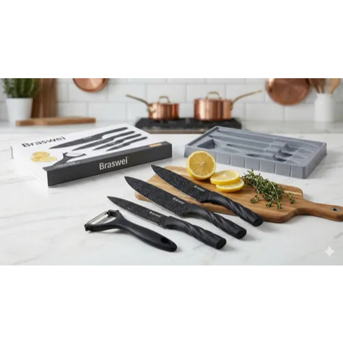 Kit Faqueiro Descascador 5 Peças Utensílios Preto