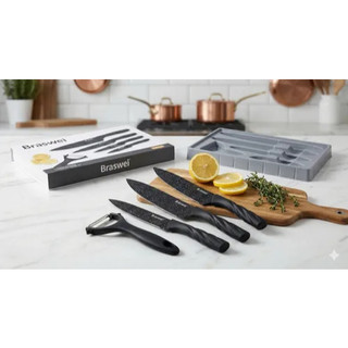 Kit Faqueiro Descascador 5 Peças Utensílios Preto