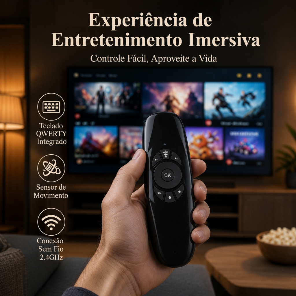 Controle Air Mouse LE-7679 Teclado Sem Fio 2.4G Com Voz para Smart TV Android PC Projetor