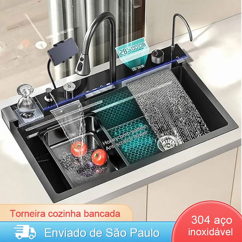 Cuba Gourmet Cozinha Aço Inox 304 Com Acessórios Pia Inteligente Smart Multifuncional Moderna Completa Premium Luxo