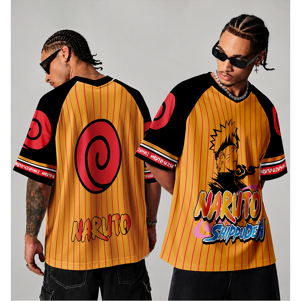 Camiseta Jersey Streetwear Oversized Naruto Shippuden Moda Urban Americana Swag Y2k College Skatewear