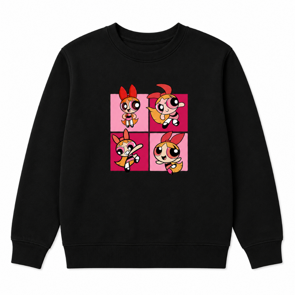 Moletom Infantil Meninas Superpoderosas Flanelado Inverno Gola Careca Casaco Feminino Menina Quentinho Estampado