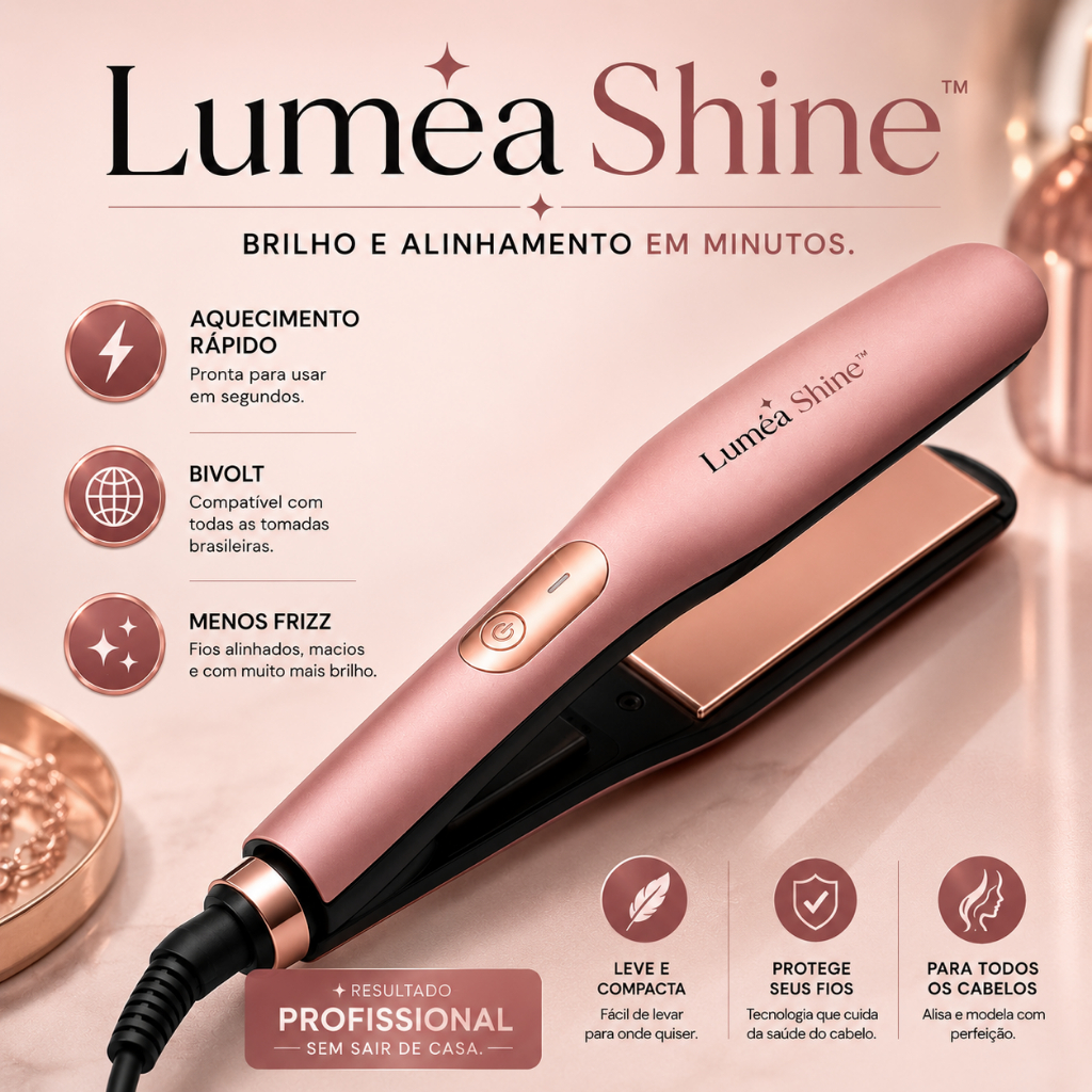 Lumèa Chine Chapinha Profissional Bivolt Prancha Alisadora Anti Frizz Cabelo Liso e Brilhante