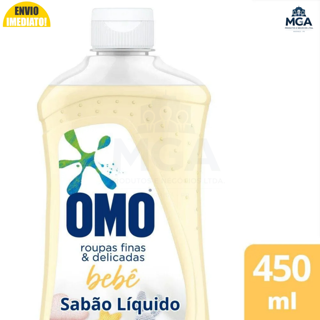 OMO Sabão Líquido Bebê 450ml Hipoalergênico Roupas Delicadas Lava Roupas Infantil