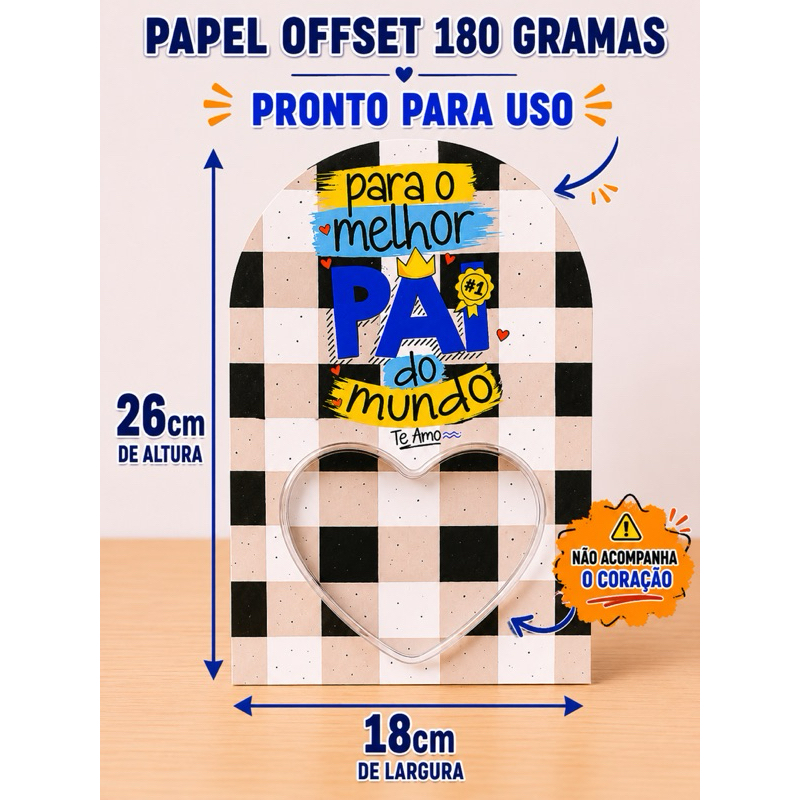 kit 10 Cartão Grande |Card Gigante Dia dos Pais | 18x26 NÃO ACOMPANHA CORAÇÃO G620|Presente namorado (a