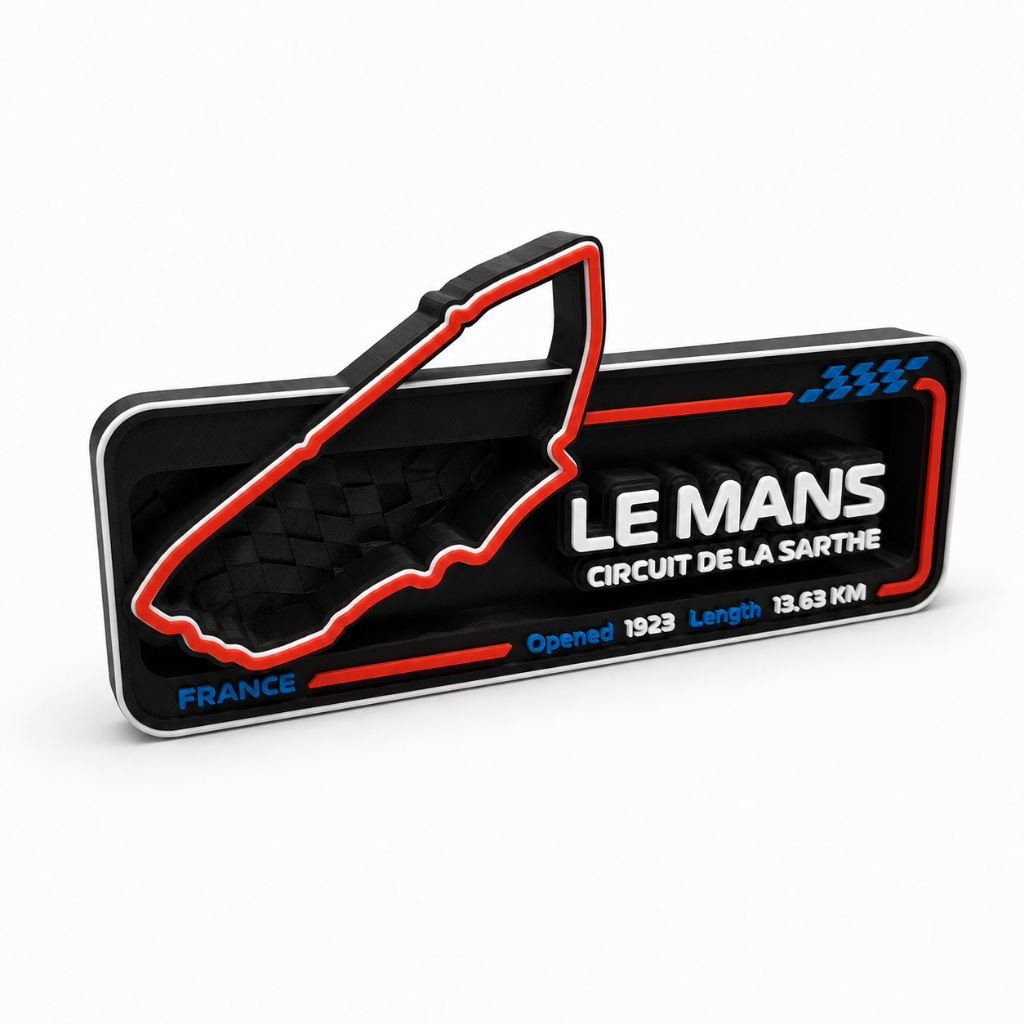 Placa Circuito Le Mans 3D Premium Automobilismo Decorativa