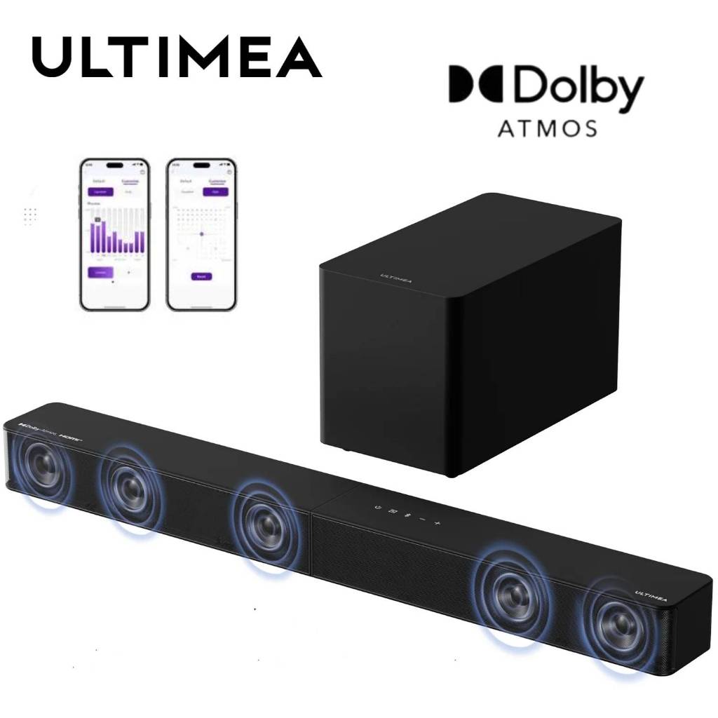 Soundbar ULTIMEA Poseidon M60 Boom 5.1 Canais Dolby Atmos Sistema de Som Surround com Subwoofer Home Theater para TV