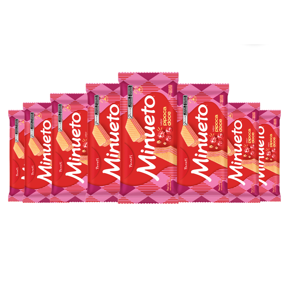 Combo Wafer Minueto Pipoca Doce 73g 8 unidades