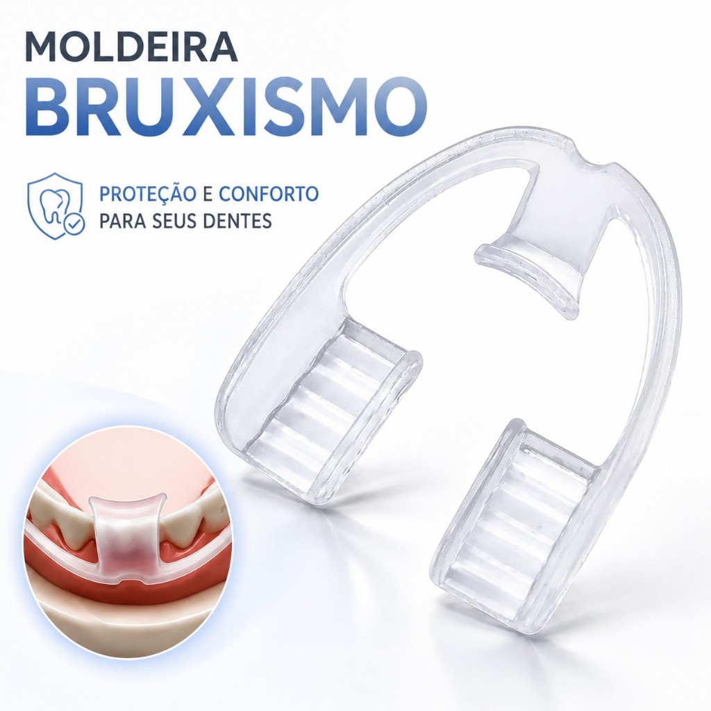 Moldeira Bruxismo Ranger Dentes Protetor Bucal Ajustável Confortável Apneia Ronco Qualidade vida