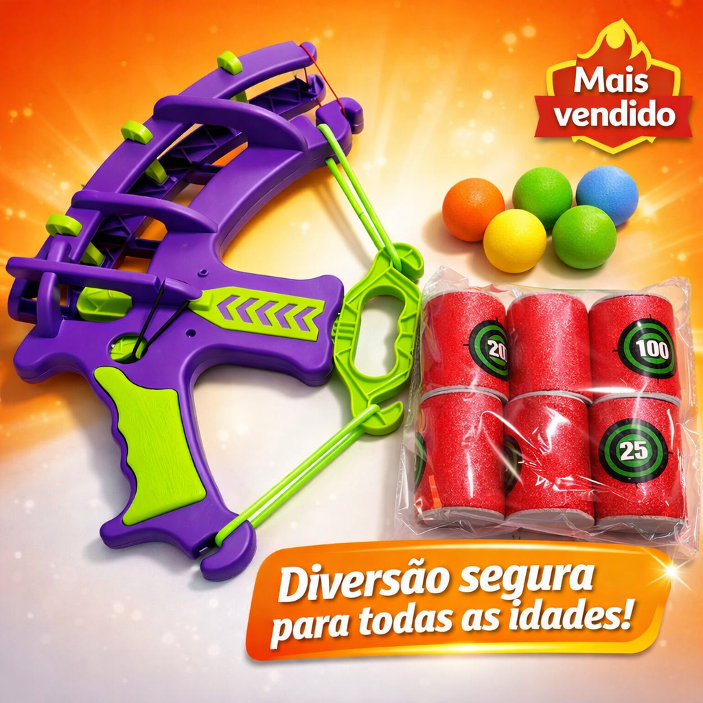 Arco e Flecha Laçador de Bolinhas com Alvo ( 5 bolinhas e 6 alvos )