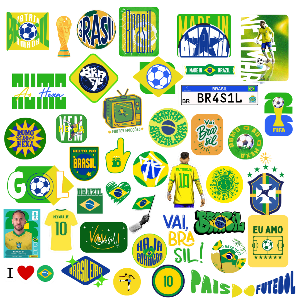 42 Adesivos Decorativos  Da Copa Do Mundo "Brasil" Impermeáveis e Ideais p/ Decorar e personalizar