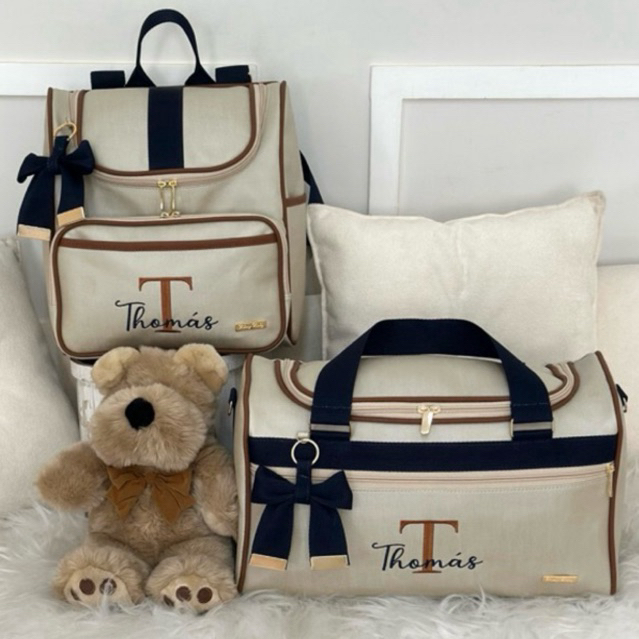 kit Mala Baú Maternidade e Mochila 2x1 Personalizada Lyssa Baby