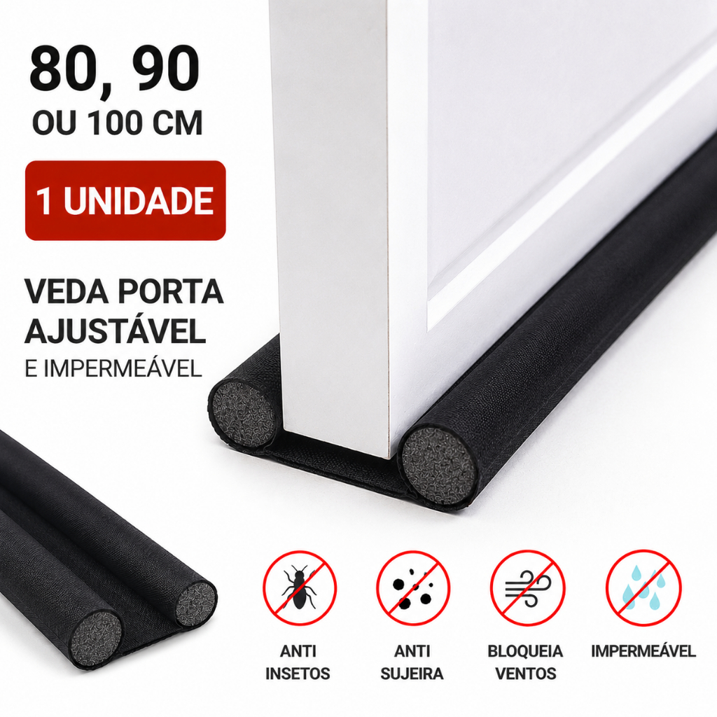 Veda Porta Ajustável 80cm 90cm 100cm Impermeável Protetor Anti Insetos Sujeira Rolinho Duplo