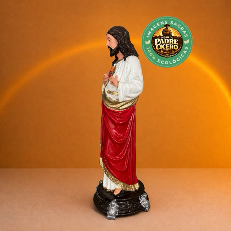 Detalhes do Imagem Sagrado Coração de Jesus 40cm, 33cm, 21cm e 15cm inquebrável borracha