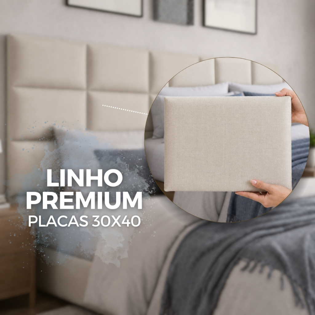 Cabeceira King Modulada Estofada em Linho Premium Módulos 30x40 Solteiro Casal Queen e King DAKKAR