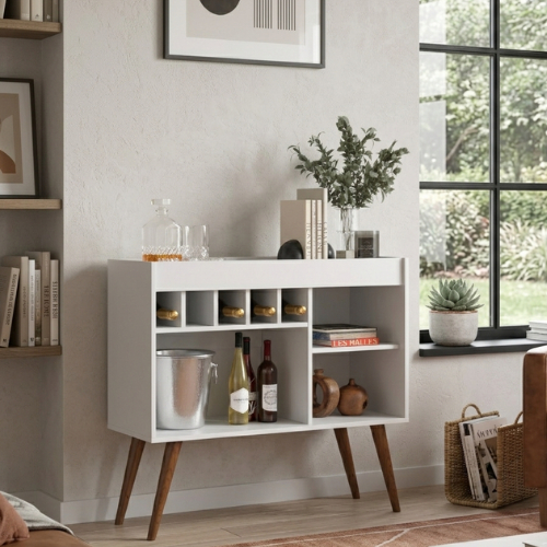 Buffet Aparador Adega Retrô com Porta-Garrafas e Nichos Decorativos para Sala de Jantar