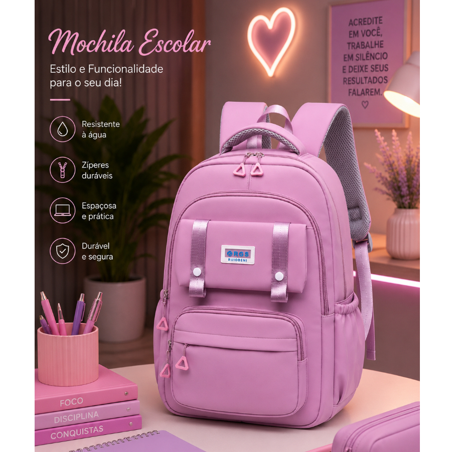 Mochila Bolsa Media Feminina Antifurto Impermeável Bolsa Fashion Premium Faculdade Trabalho Moderna