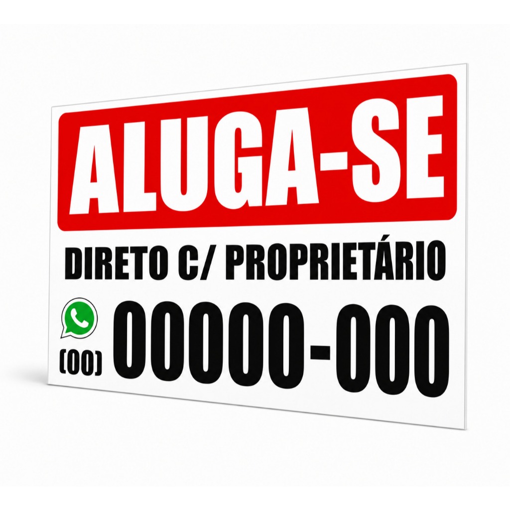 Placa Vende-se ou Aluga-se Personalizadal - Imóvel Terreno Casa Apartamento Produtos - Proprietário