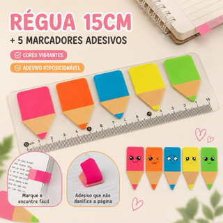 Marcador de Páginas Adesivo Marcador de Livro Marcador de Caderno Escolar Material Escolar Régua Adesivo  Livros Planner