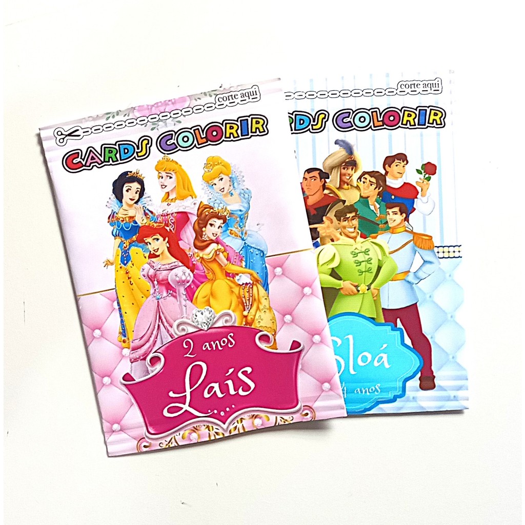 PACOTES/ENVELOPES COM CARTÕES/CARDS PERSONALIZADOS PARA LEMBRANCINHA DE FESTA/ANIVERSÁRIO-PRÍNCIPES/PRINCESAS.
