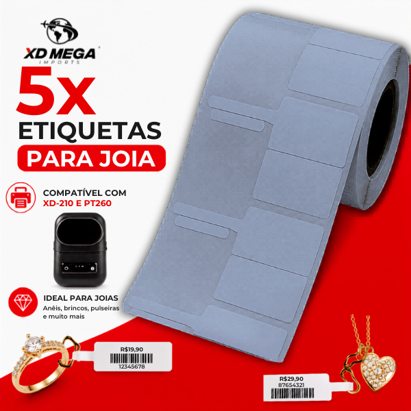 5 rolos etiqueta para Joias para XD-210 e PT260 Mini impressora 58mm
