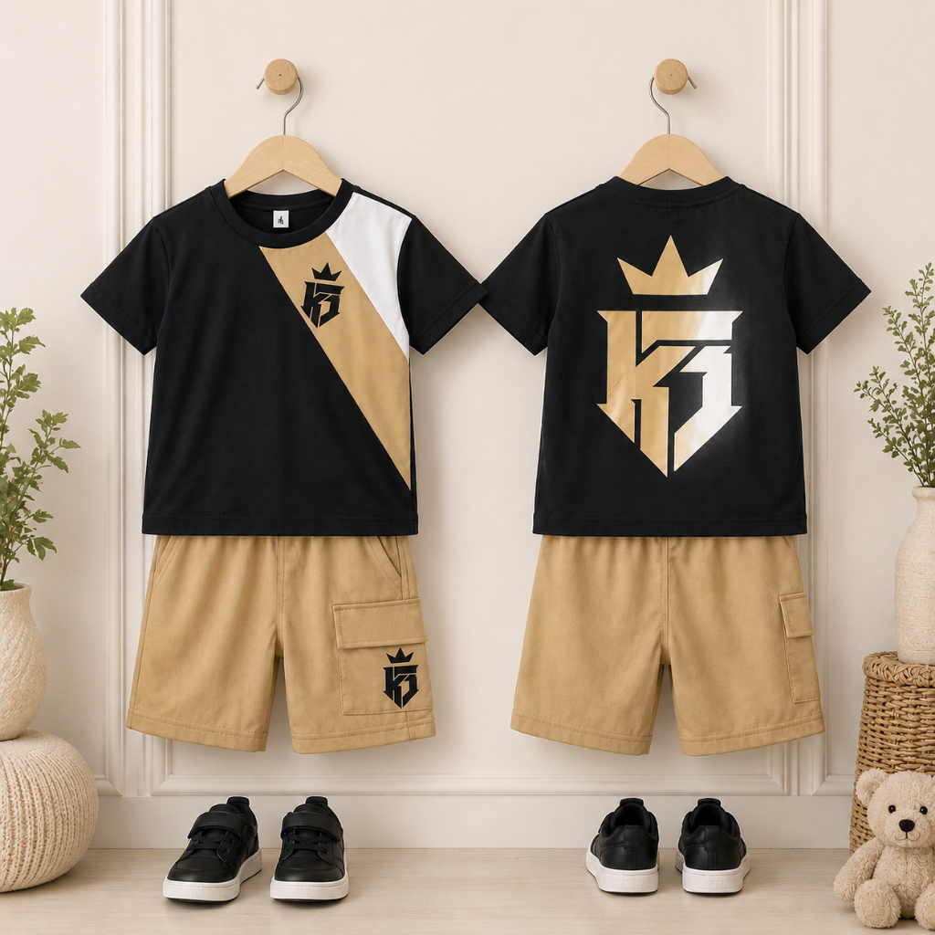Roupa Infantil Masculina - Conjunto 2 Peças Menino - Blusa + Bermuda Moletinho 2 a 12 Anos