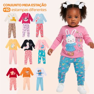 Kit Sortido 4 Peças de Roupas Para Bebê Feminino Infantil Inverno e Meia estação Roupa de…