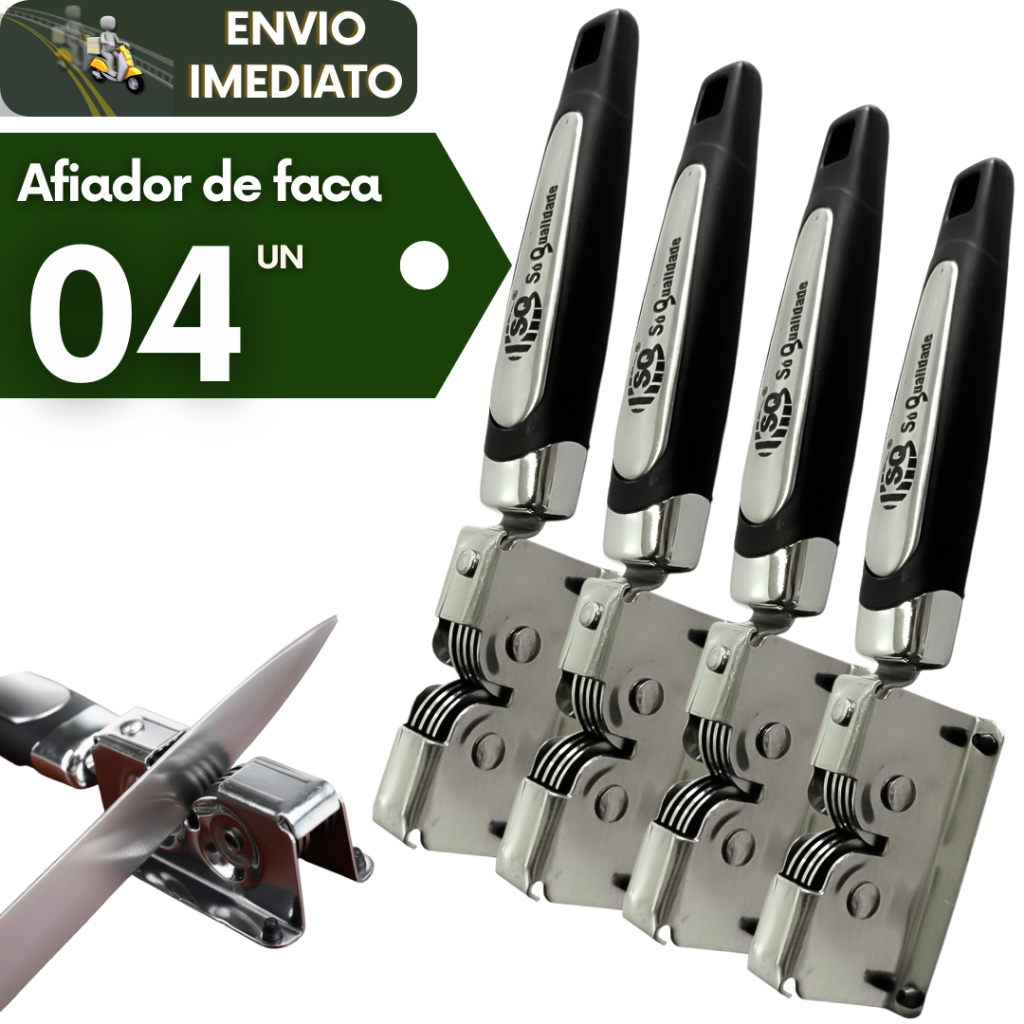 Kit 4 Afiador Afia Amolador De Facas Amola Inox Profissional Manual Portatil Cozinha Churrasco